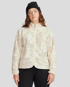 Women's Trailhead Fleece Jacket - Natural Tree Camo Print Magnetic Closure Options