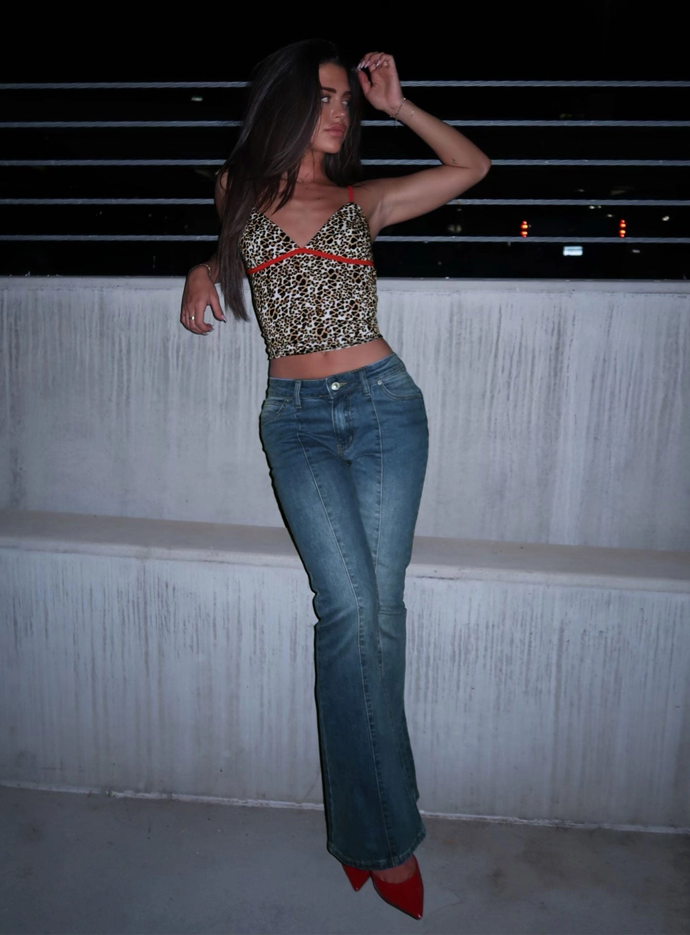 Family Style Minimalist Style Date Night Matching Basic Iker Flared Jeans Mid Wash