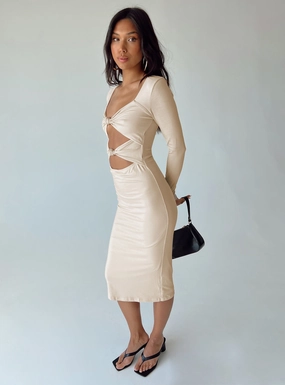 Illias Midi Dress Biege Perfect Mood