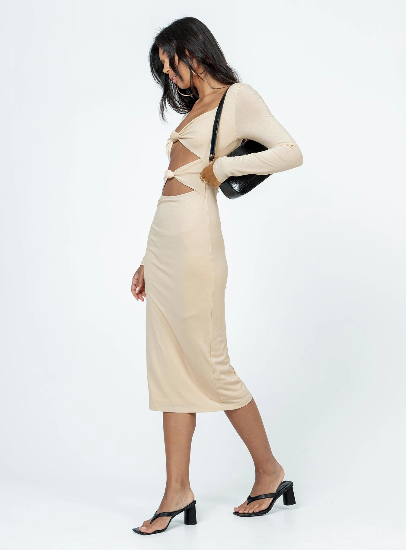 Motion Light Light Sheen Illias Midi Dress Biege