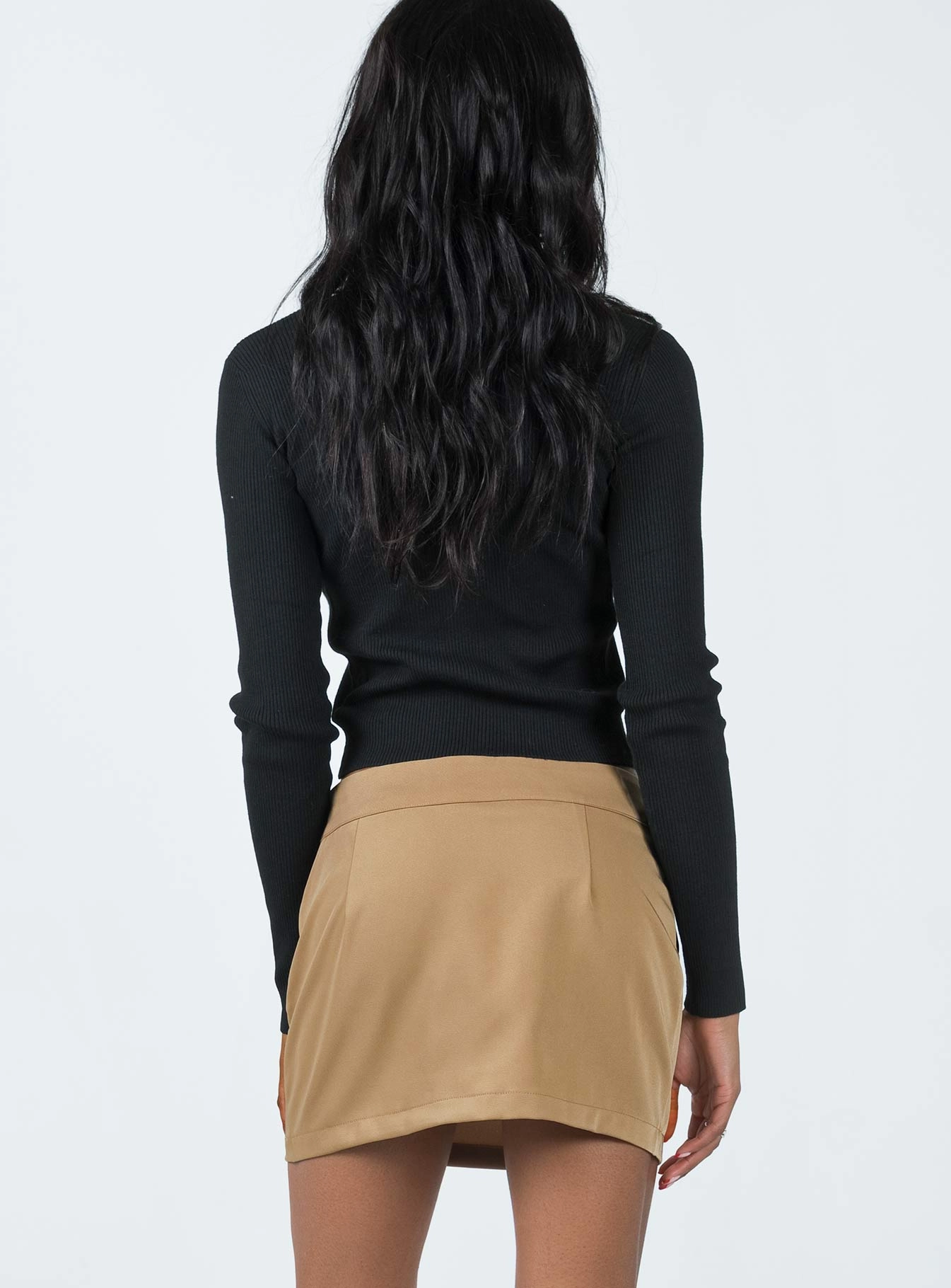 Neutral Tone Sustainable Fabric Immersed Mini Skirt Tan