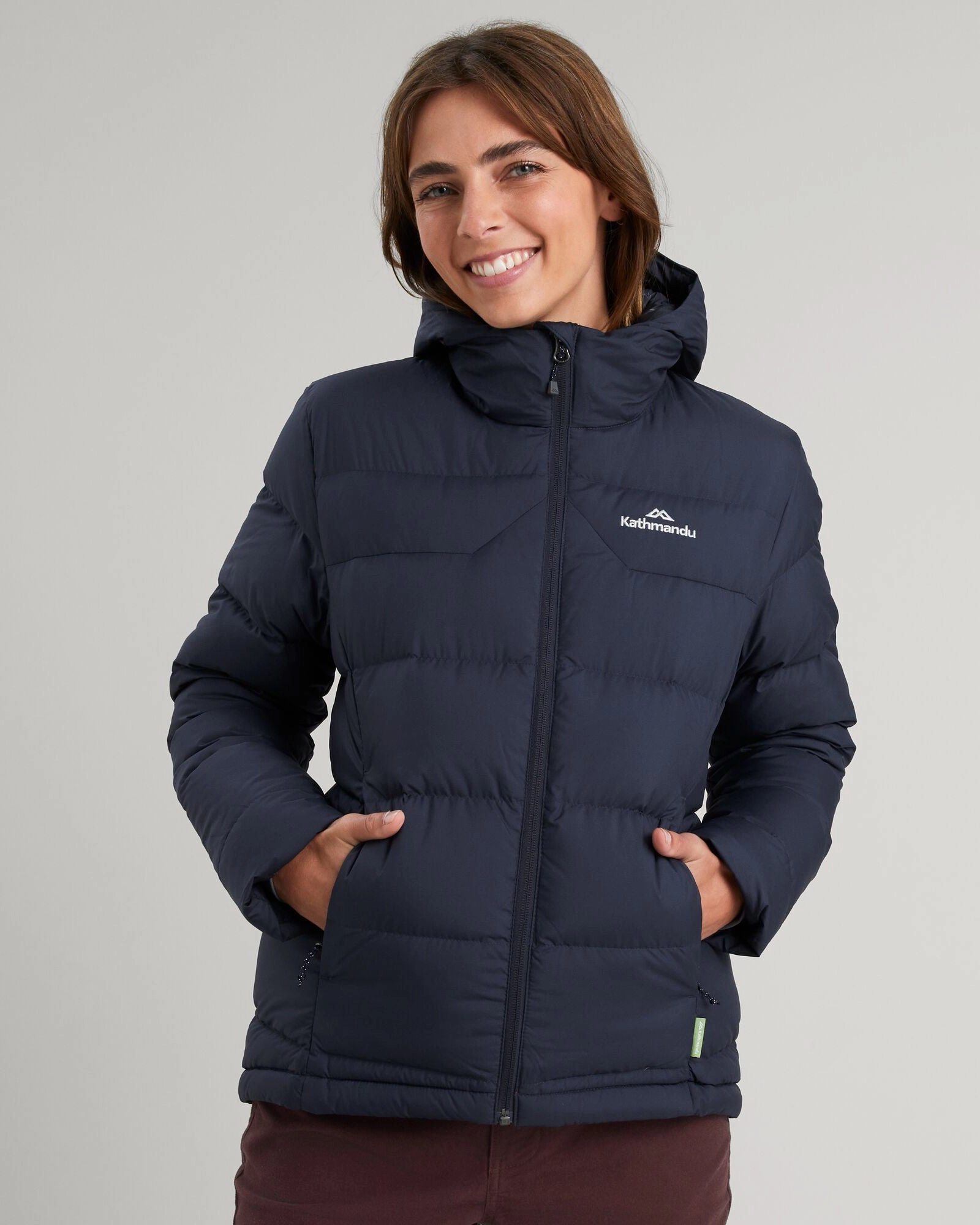 Women's Epiq Hooded Down Jacket - Midnight Navy Low Profile Logoing Army Style