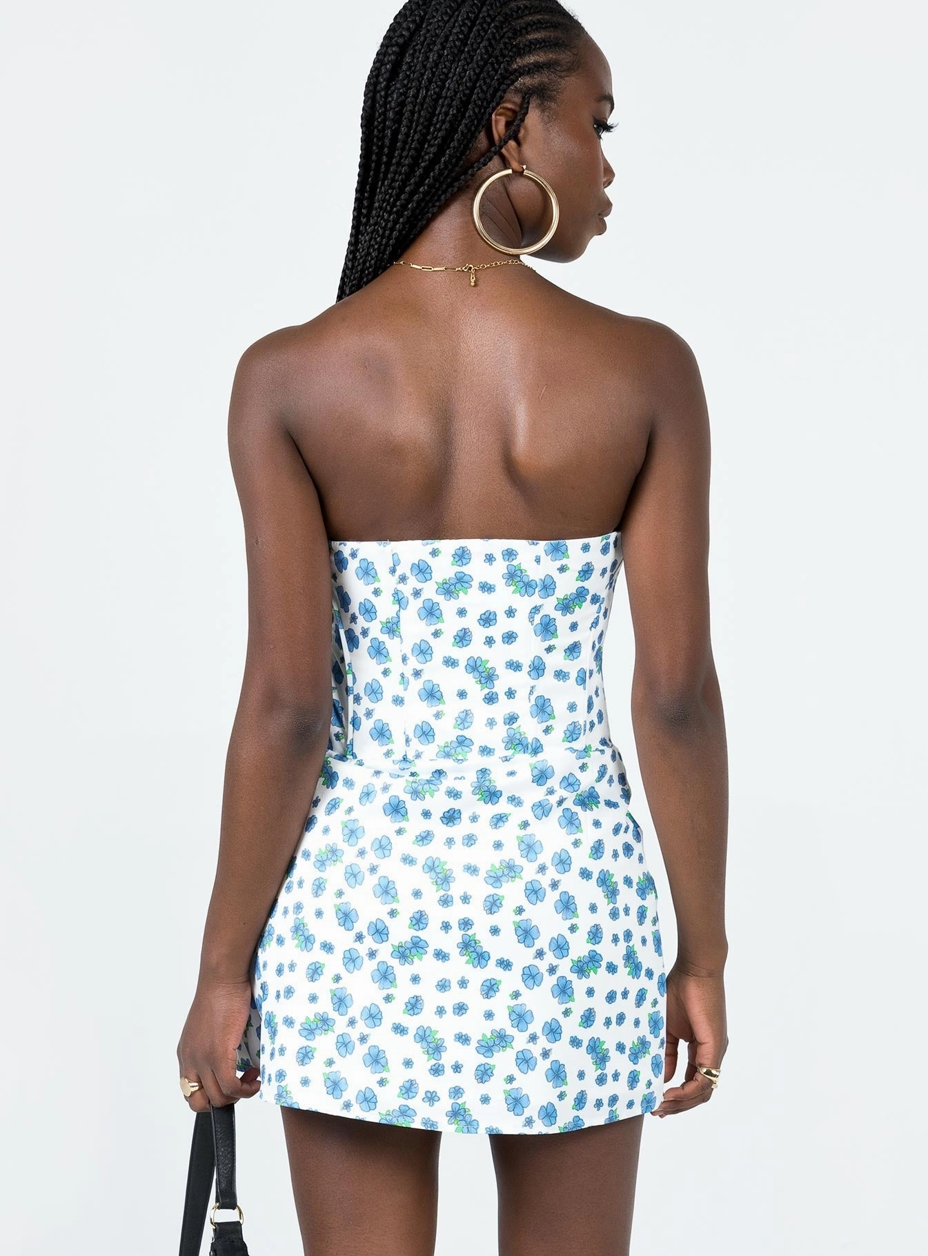 In The Moment Strapless Mini Dress White / Blue Subtle Glam