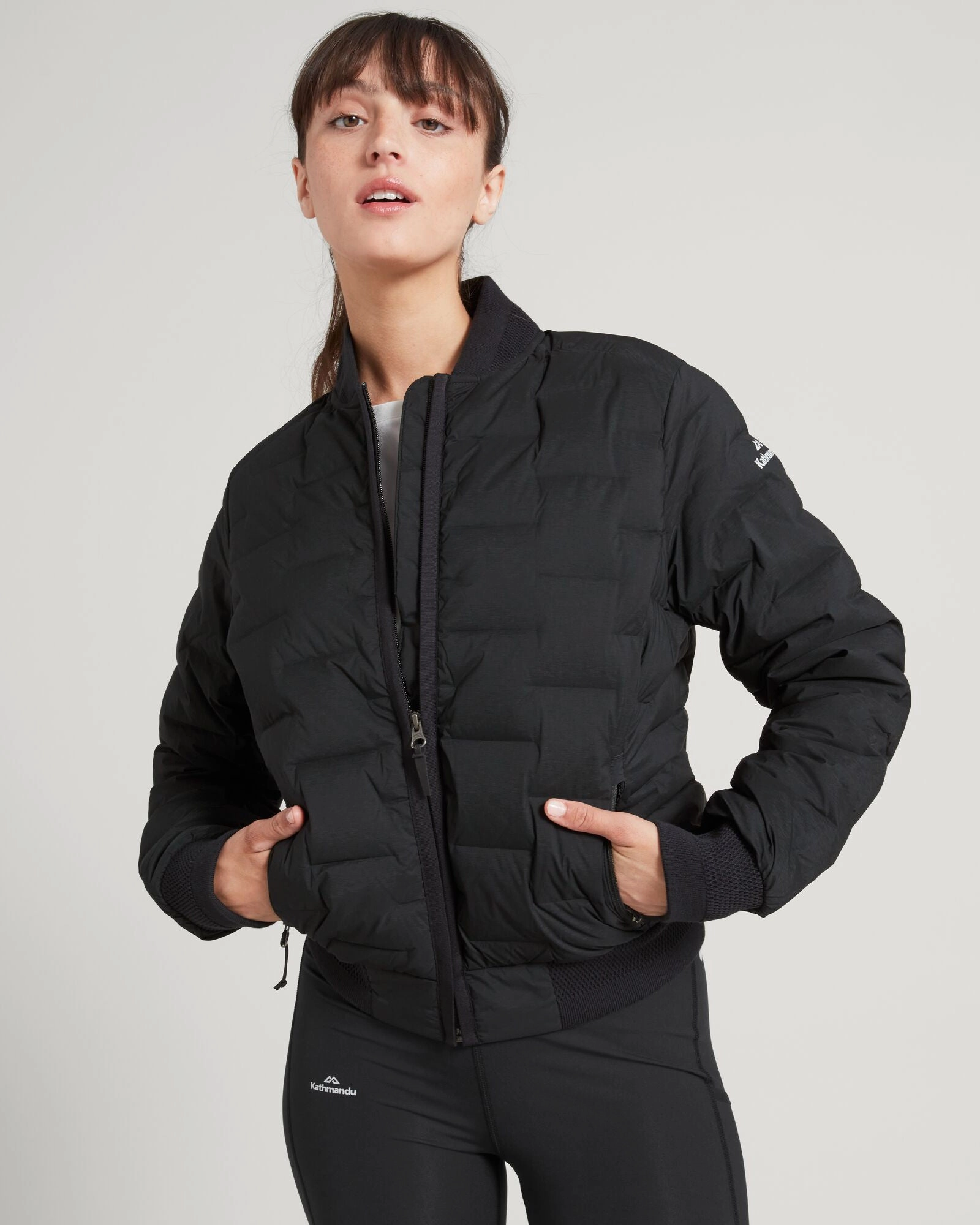 Women's Federate Stretch Down Bomber Jacket - Black Oversized Silhouette