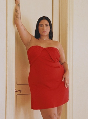 Irena Strapless Mini Dress Red Curve Classic Move