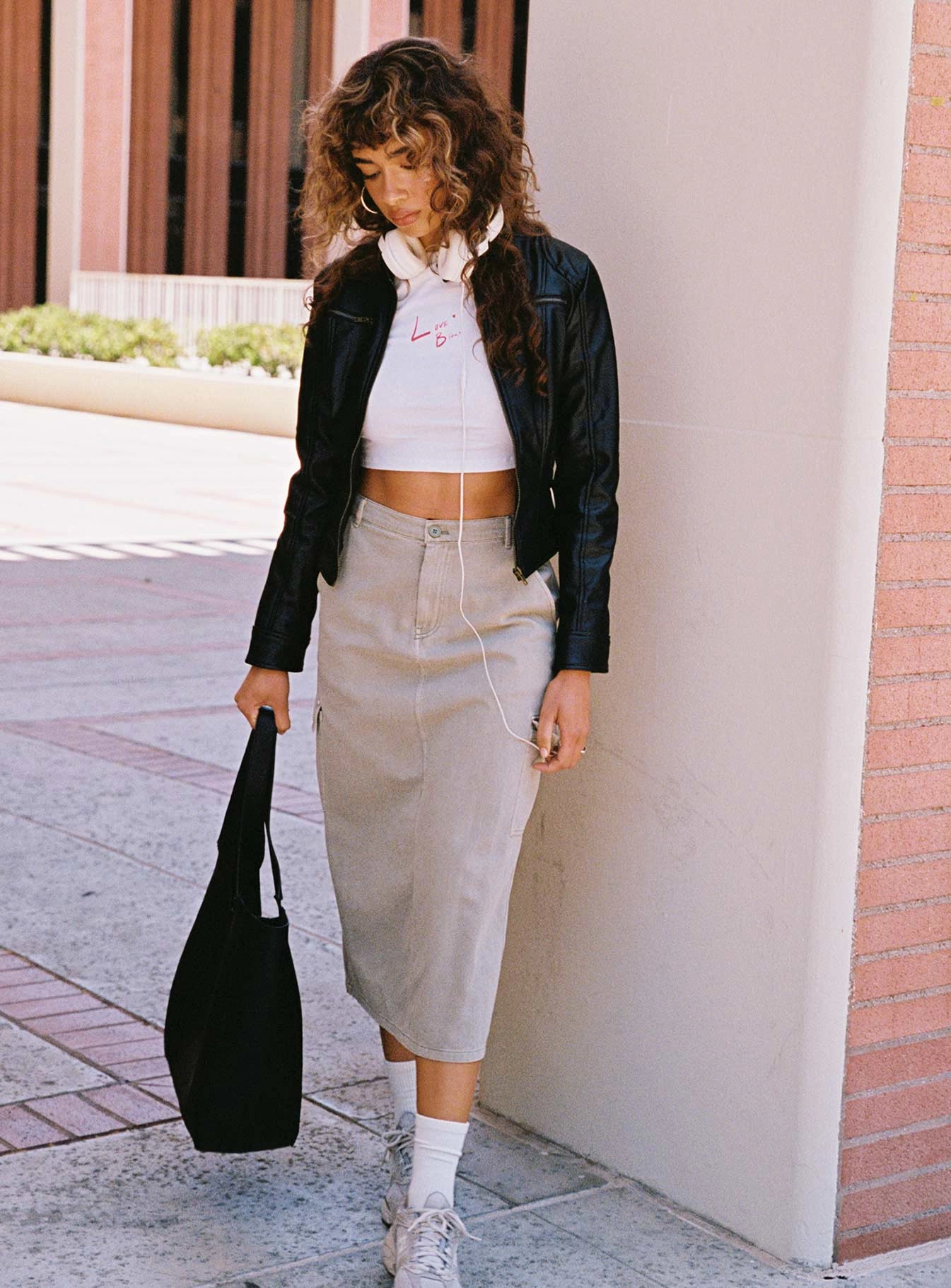 Tagless label Hemp Blend Jacko Midi Cargo Skirt Olive Green