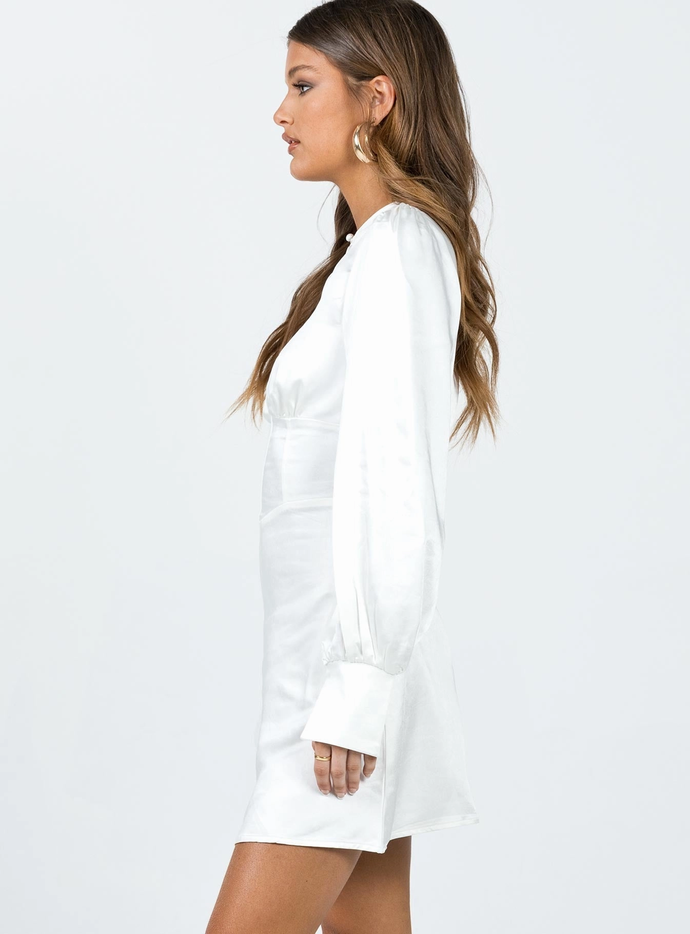 Jalene Satin Long Sleeve Mini Dress White All Purpose Timeless Appeal