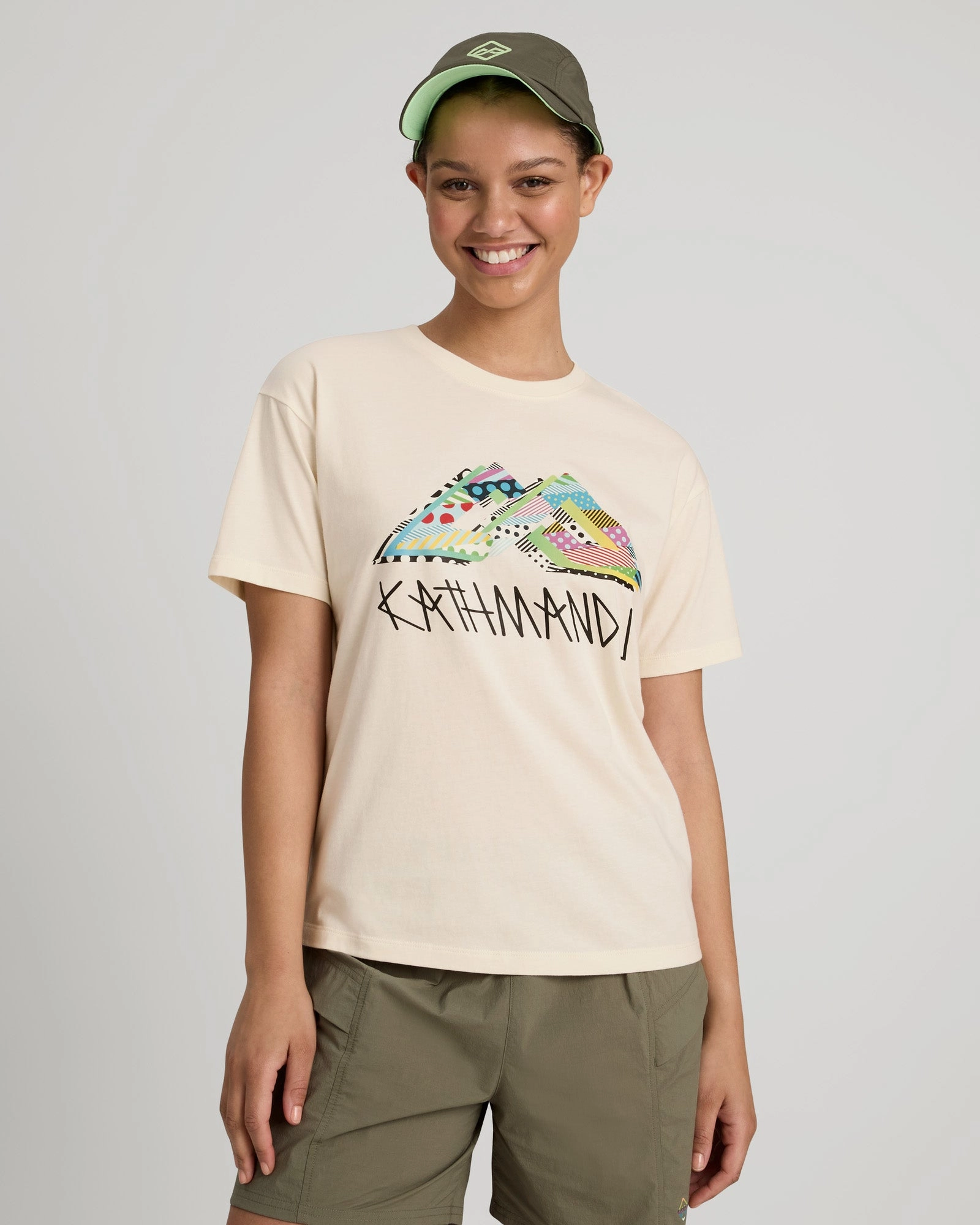 Jason Woodside Kathmandu Logo Women's T-shirt - Natural Soft and Cozy