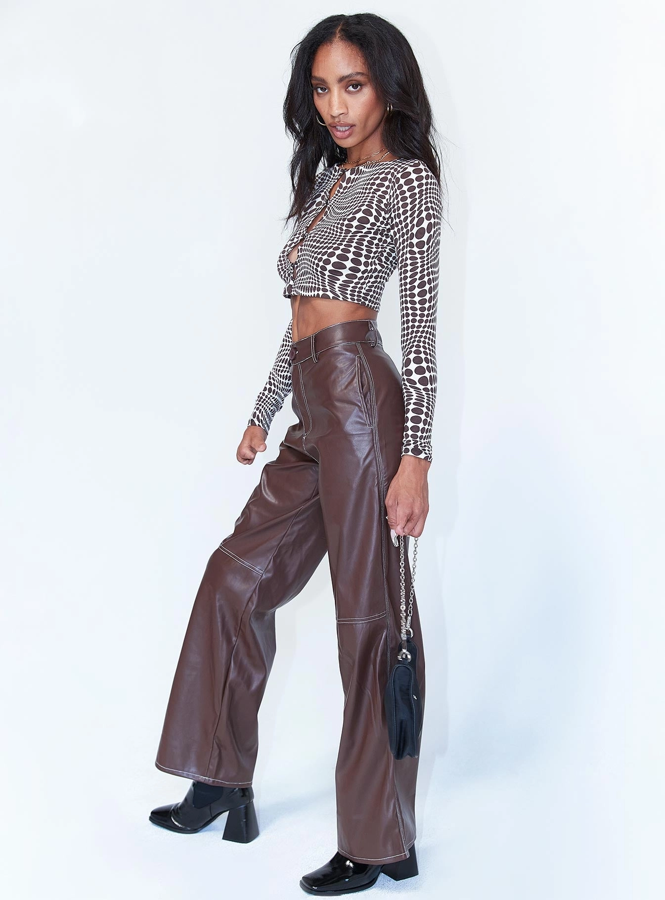 Odor Control Treatment WaterproofTechnology Jaylan Constrast PU Pants Brown