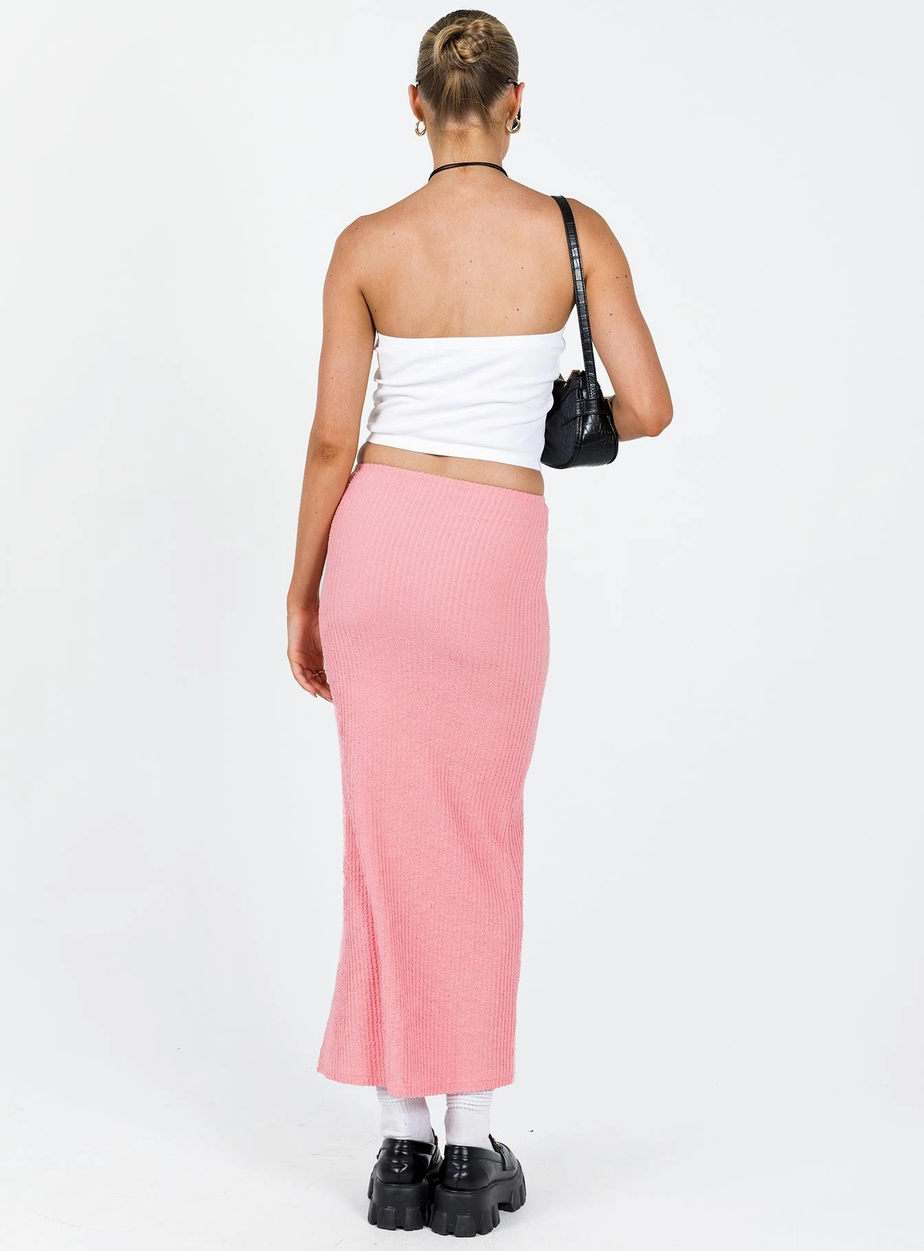 Simple Fit Breathable Material Jaynee Maxi Skirt Pink