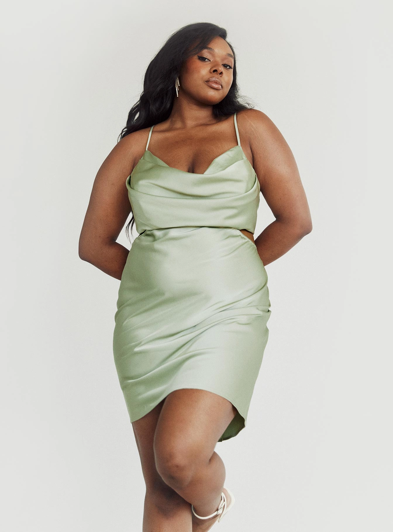 Minimal Form Jemma Mini Dress Sage Curve