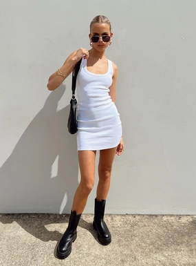 Stud-Detail Jenni Mini Dress White