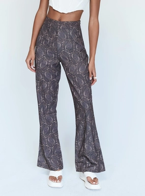 Jensen Paisely Pants Brown Decorative stitching Breathable Waistband