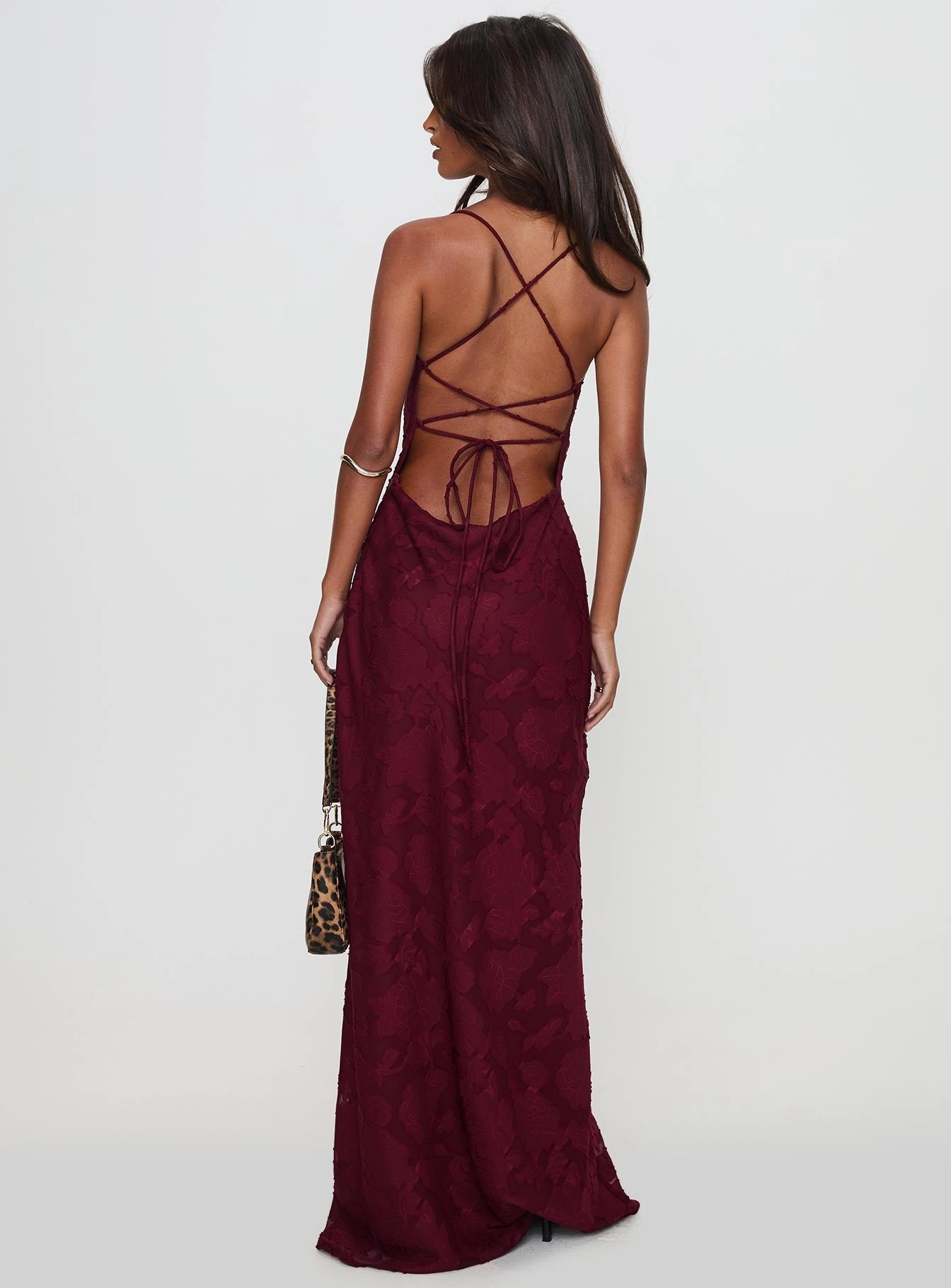 Celena Maxi Dress Burgundy Burnout Color Soft