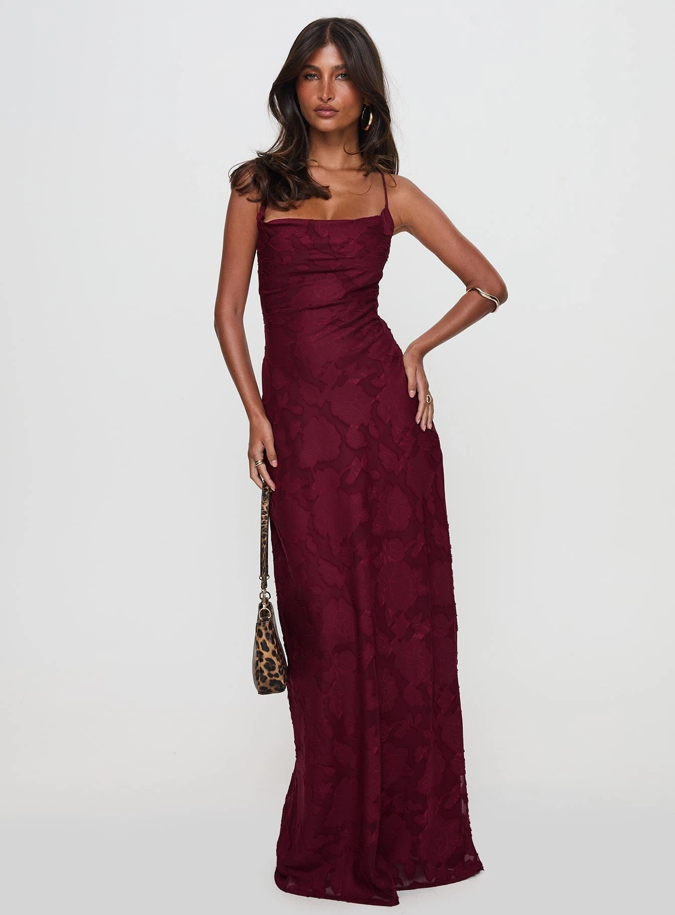 tailored look Travel-Essential Celena Maxi Dress Burgundy Burnout