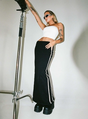 JGR & STN Bianca Maxi Skirt Black Subtle Shimmer