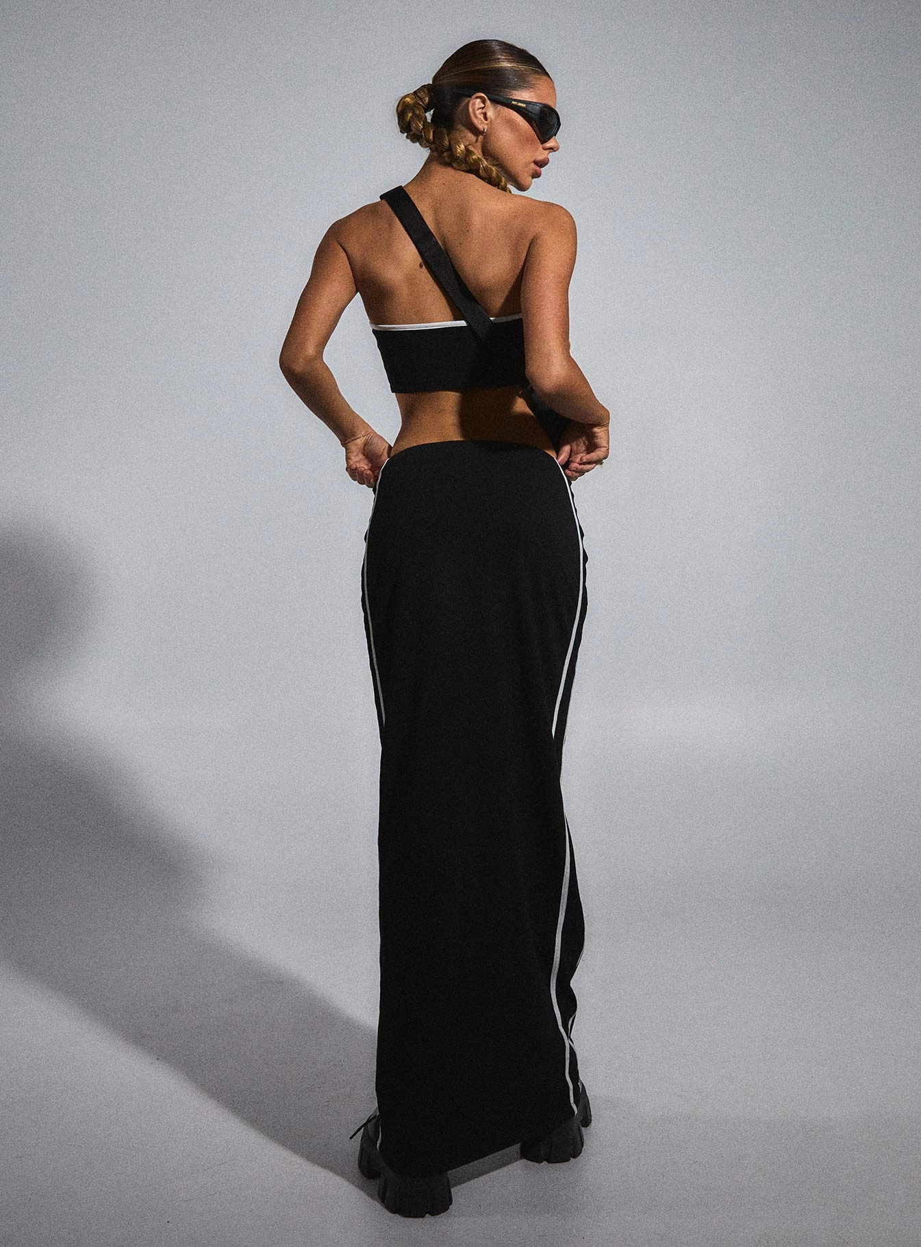 Flowy Drape JGR & STN Bianca Maxi Skirt Black