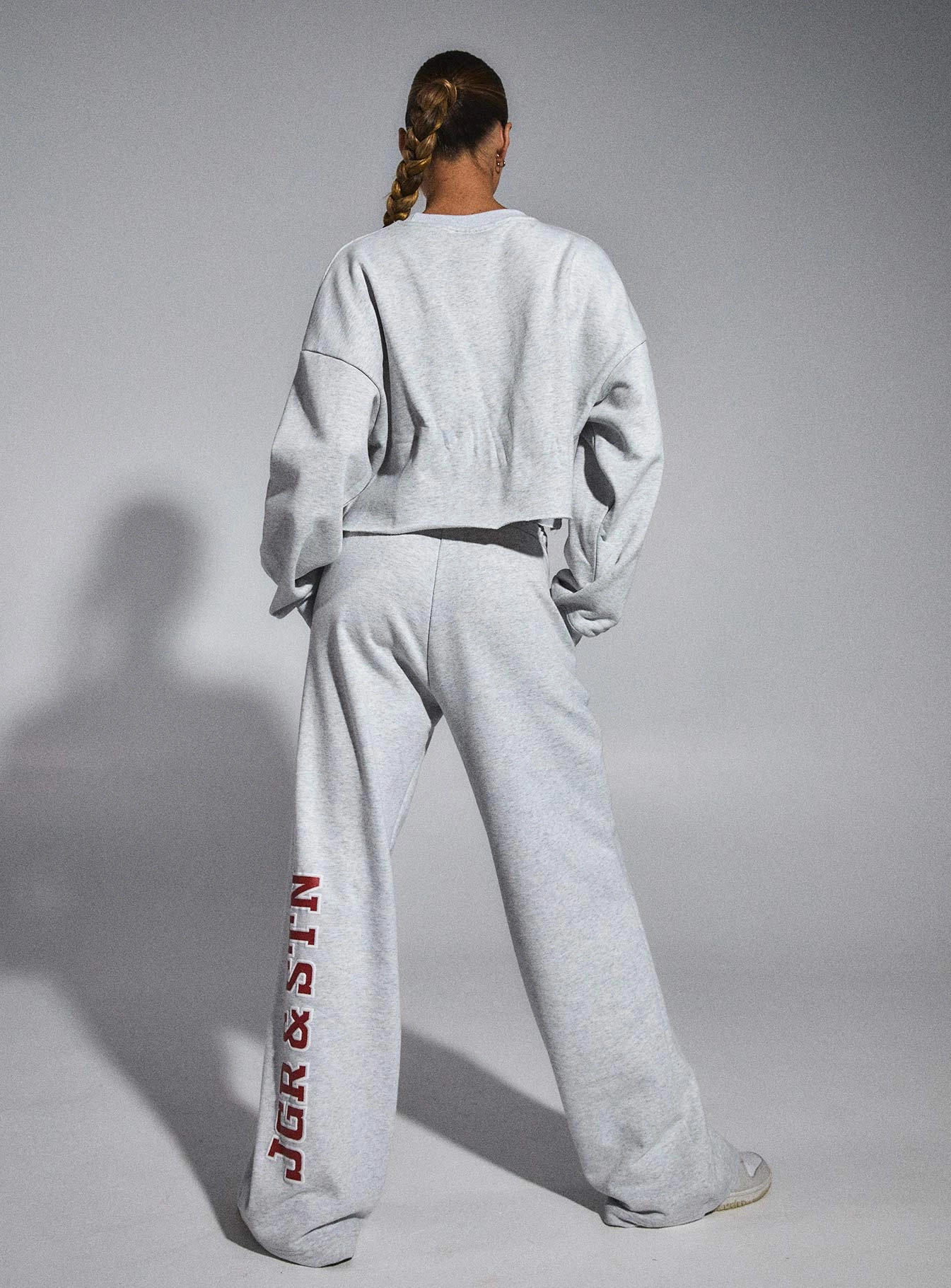 TaperedLeg JGR & STN Double Play Trackies Snow Grey Marle