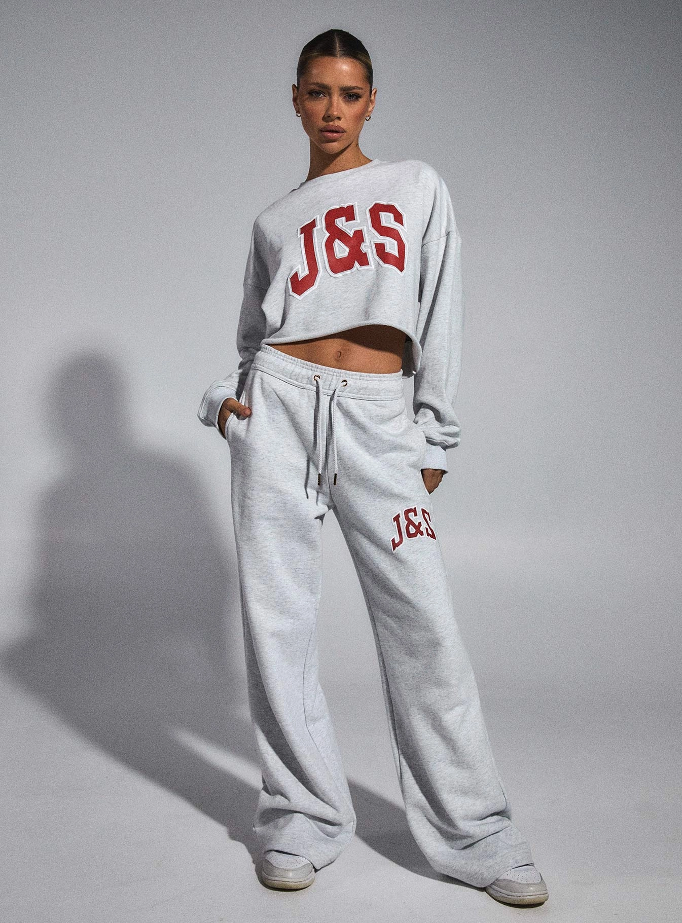 JGR & STN Double Play Trackies Snow Grey Marle Crisp Design Anti Slip Waistband