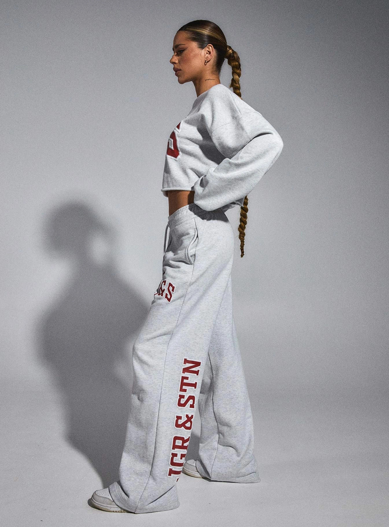 Essential Comfort Bold Design JGR & STN Double Play Trackies Snow Grey Marle