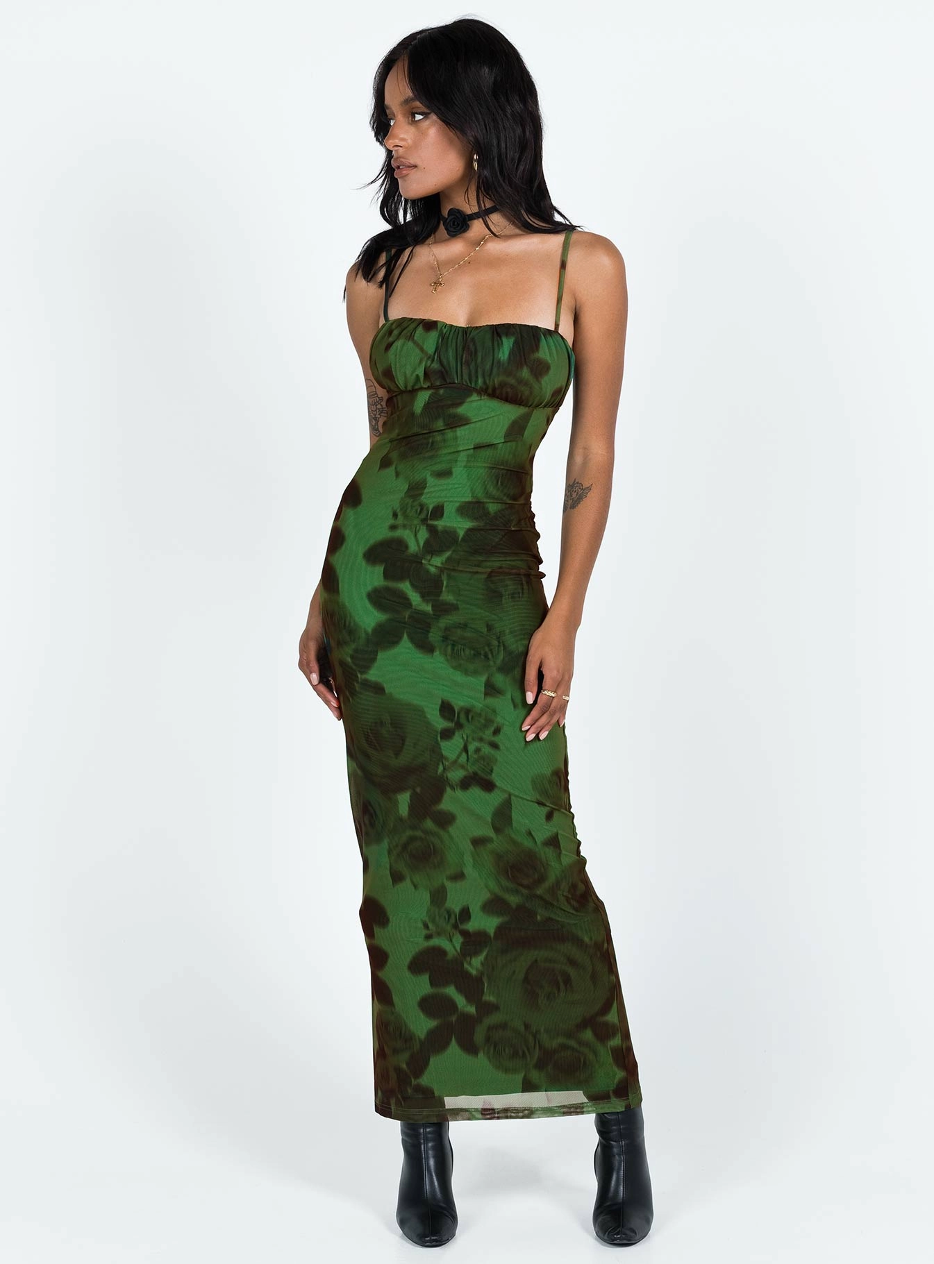 JGR & STN Thorne Maxi Dress Green Texture Blend Inner Smile