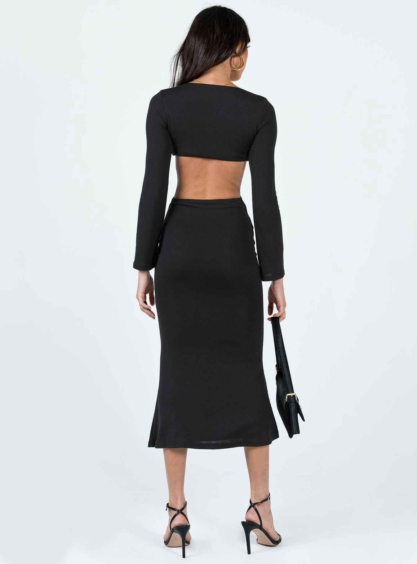 Cool Form Jocelyn Cut Out Long Sleeve Midi Dress Black