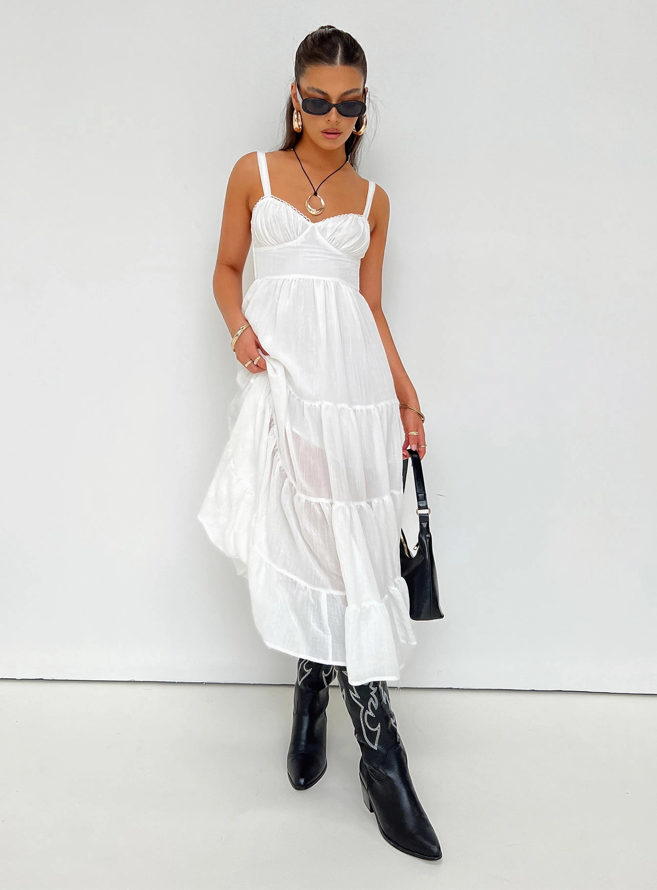 Romantic Soft Everyday Ready Joella Midi Dress White