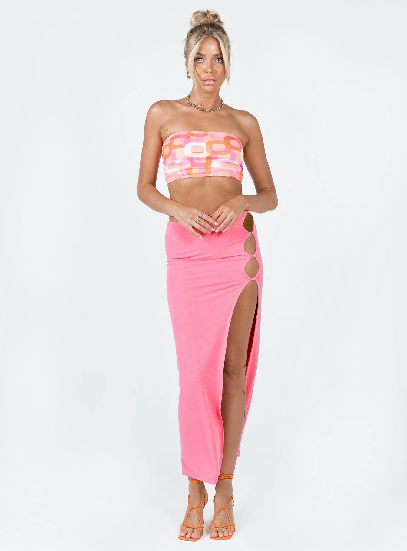 Style Layering Jorde Knit Midi Skirt Pink