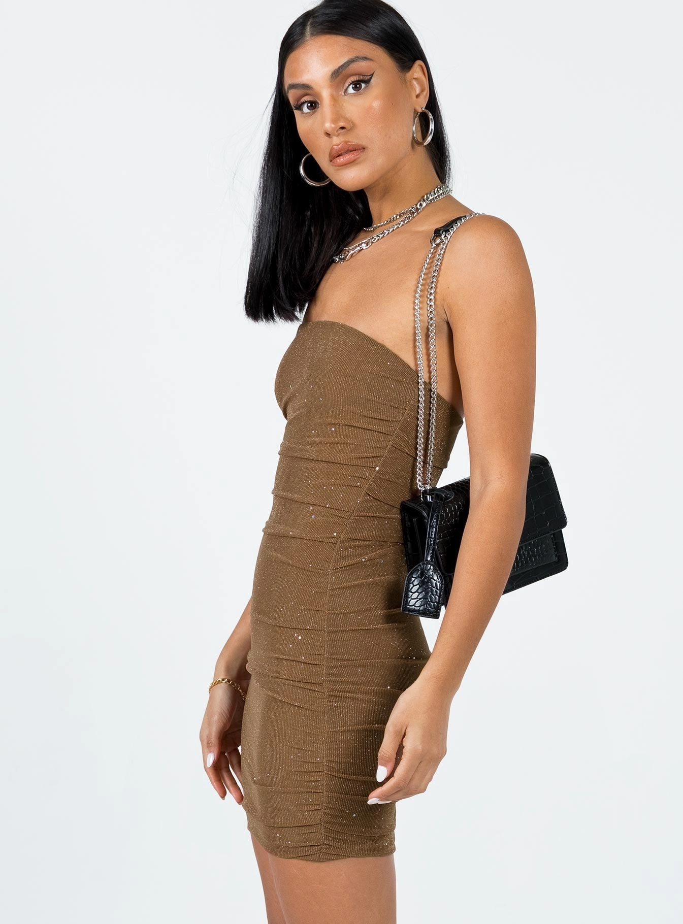 Natural Light Joselyn Strapless Mini Dress Brown
