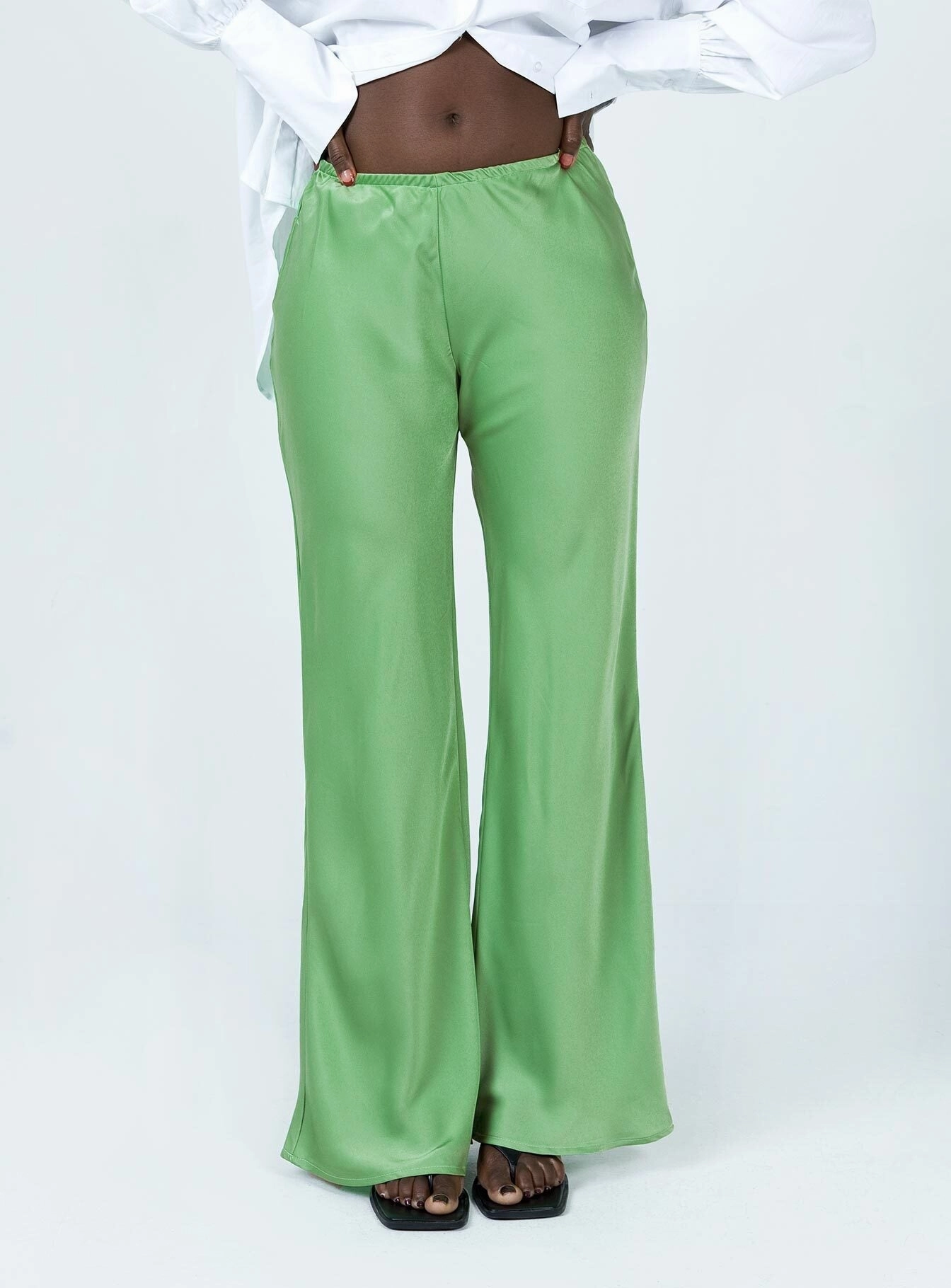 Adjustable Fit Joshua Low Rise Wide Leg Pants Green