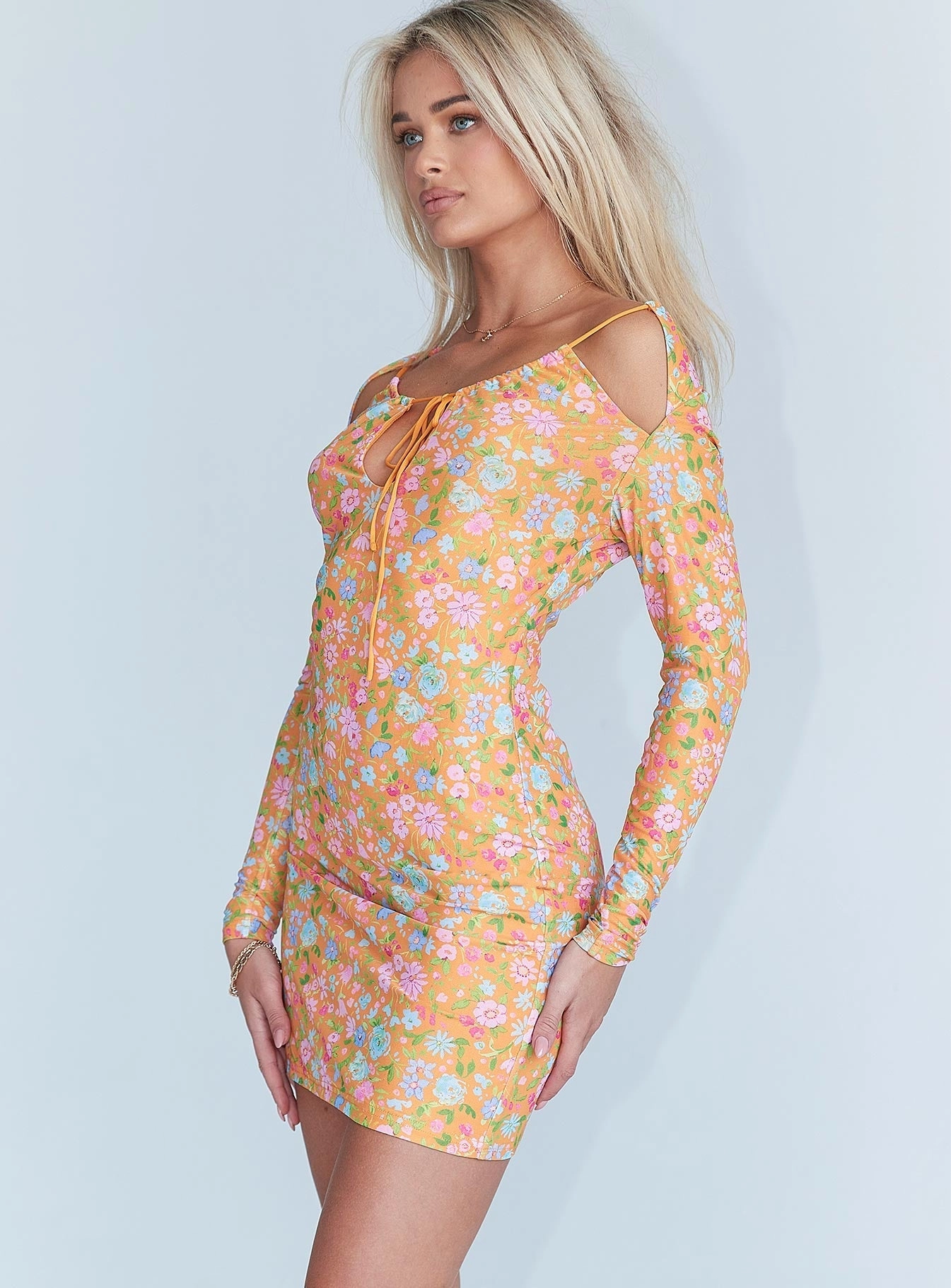 flattering appearance Elegant Fabric Juliette Mini Dress Orange