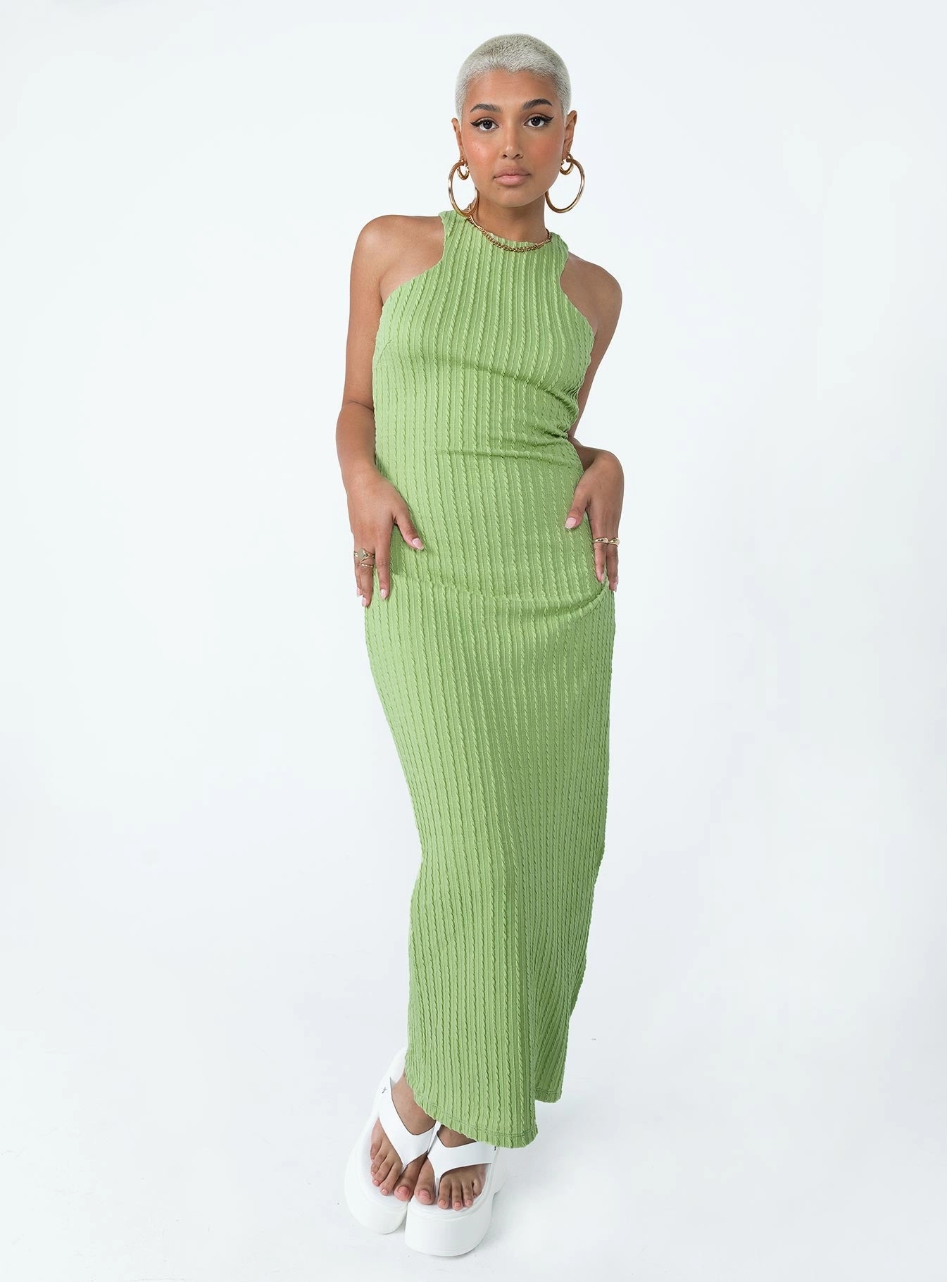 Kamala Maxi Dress Green Light Sheen