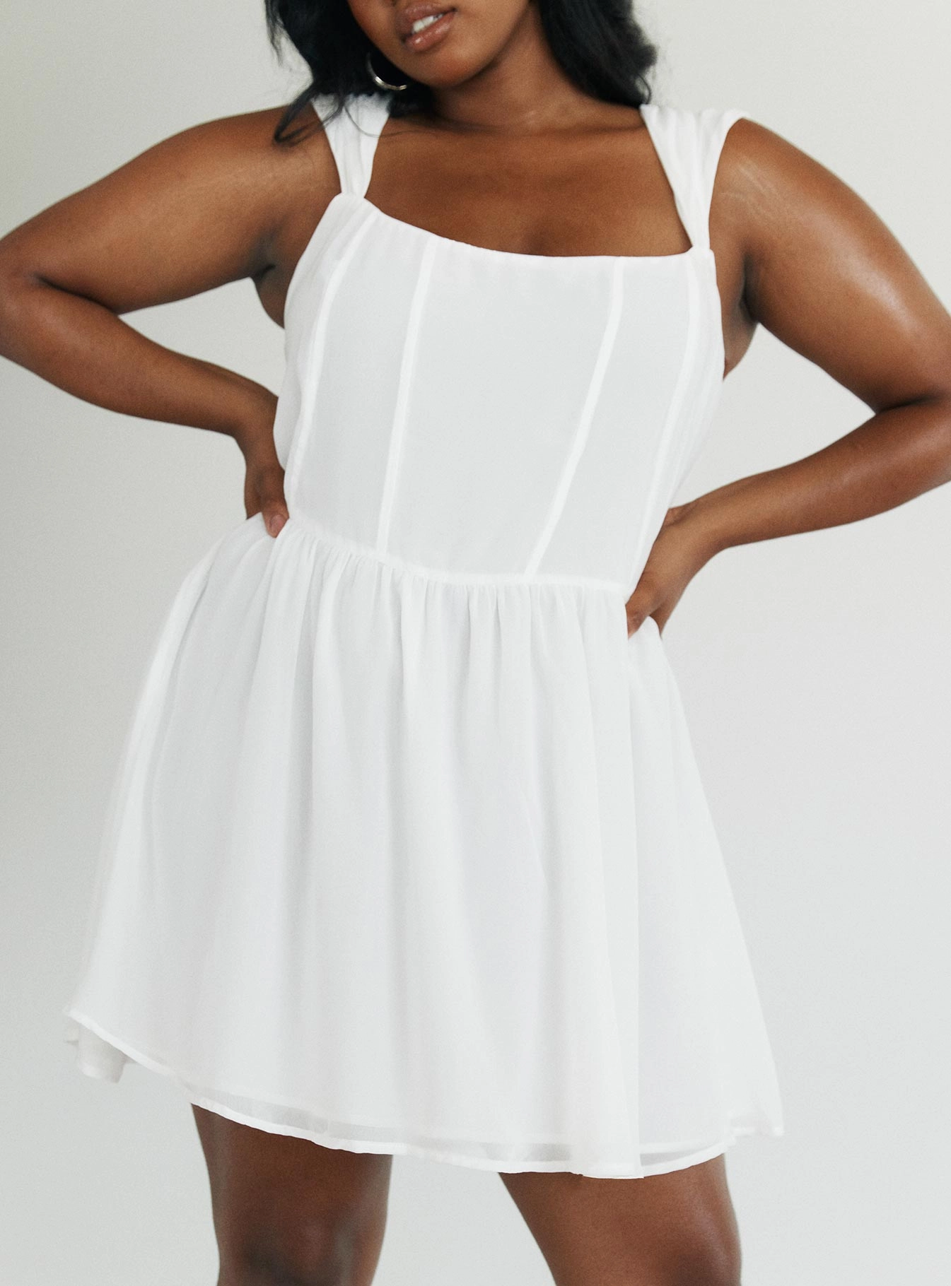 Kameliah Mini Dress White Curve Glam Touch High Waist