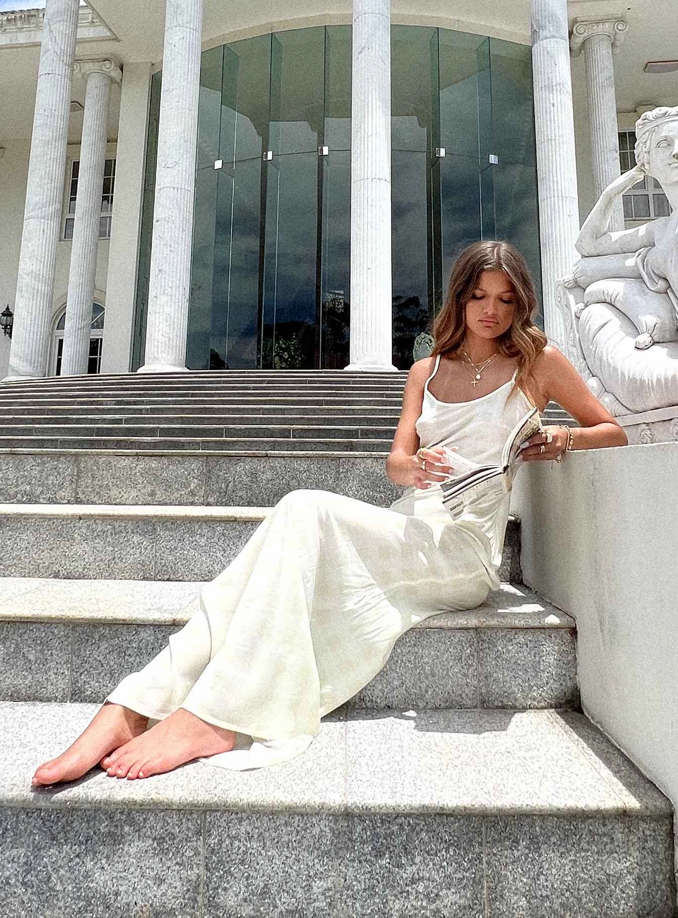 Karamu Maxi Dress Cream Quiet Mood Casual and Comfy