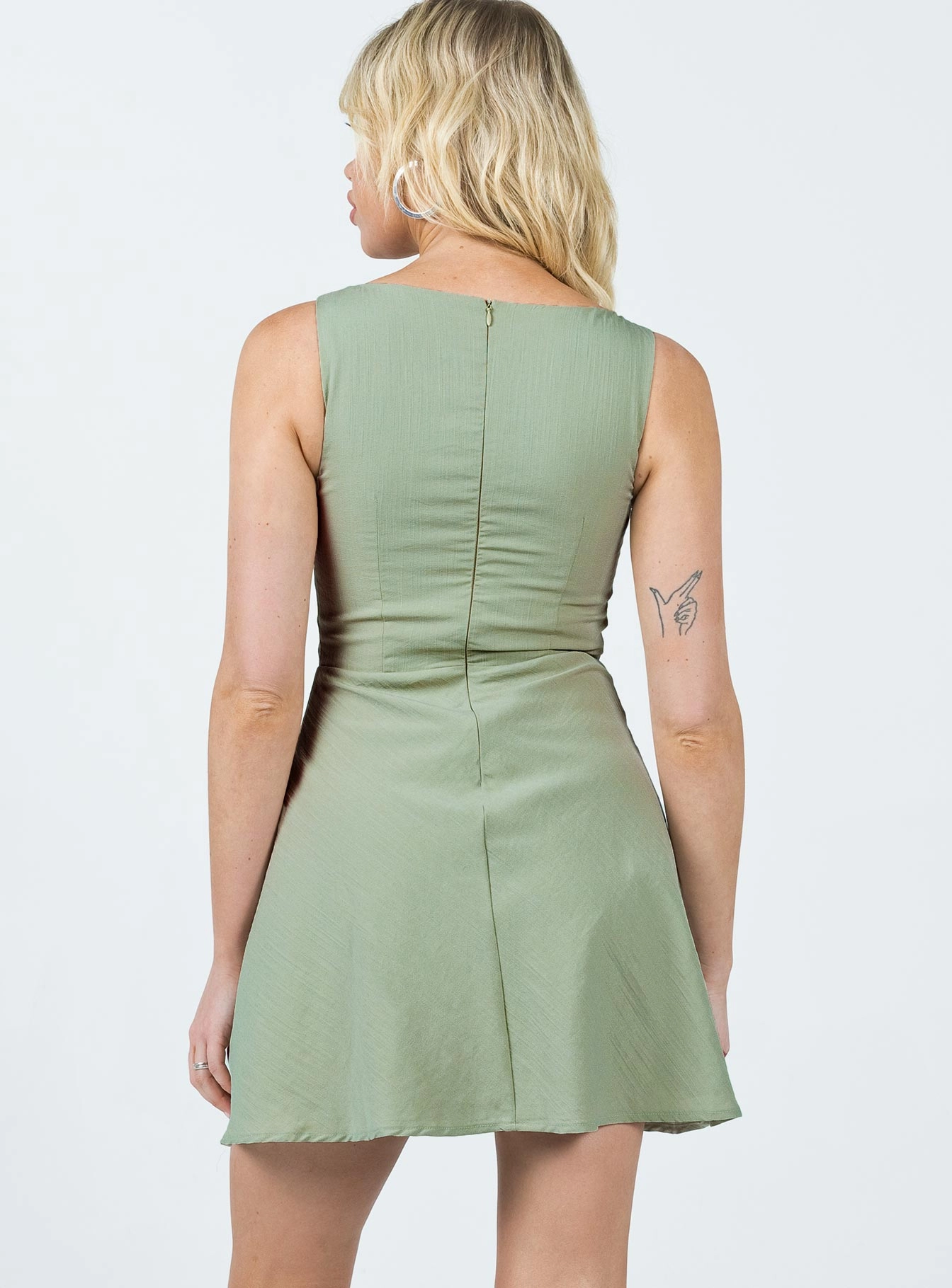 Minimal Touch Kavey Mini Dress Sage