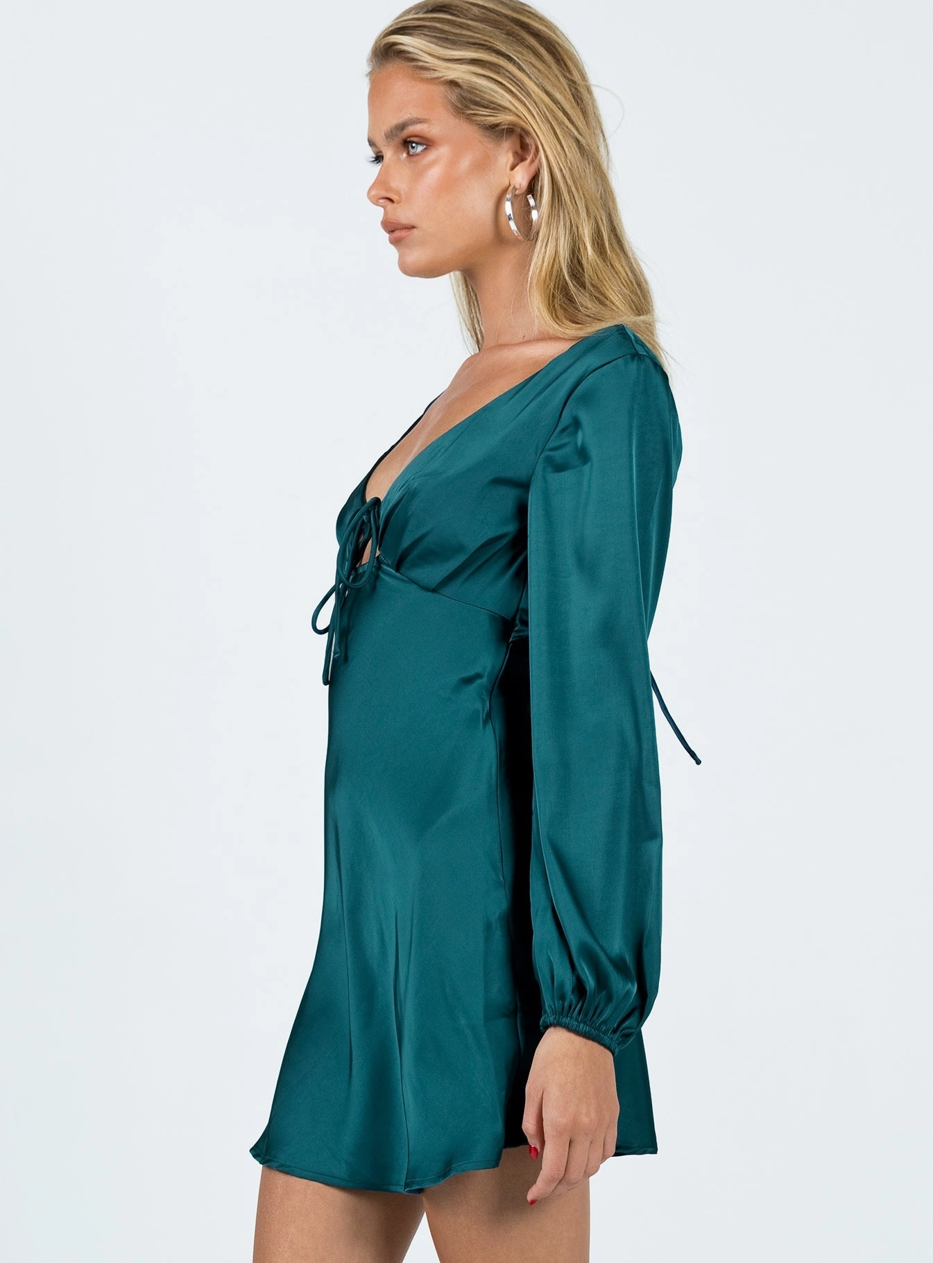 Kayce Long Sleeve Mini Dress Navy Subtle Drape All Day Ready