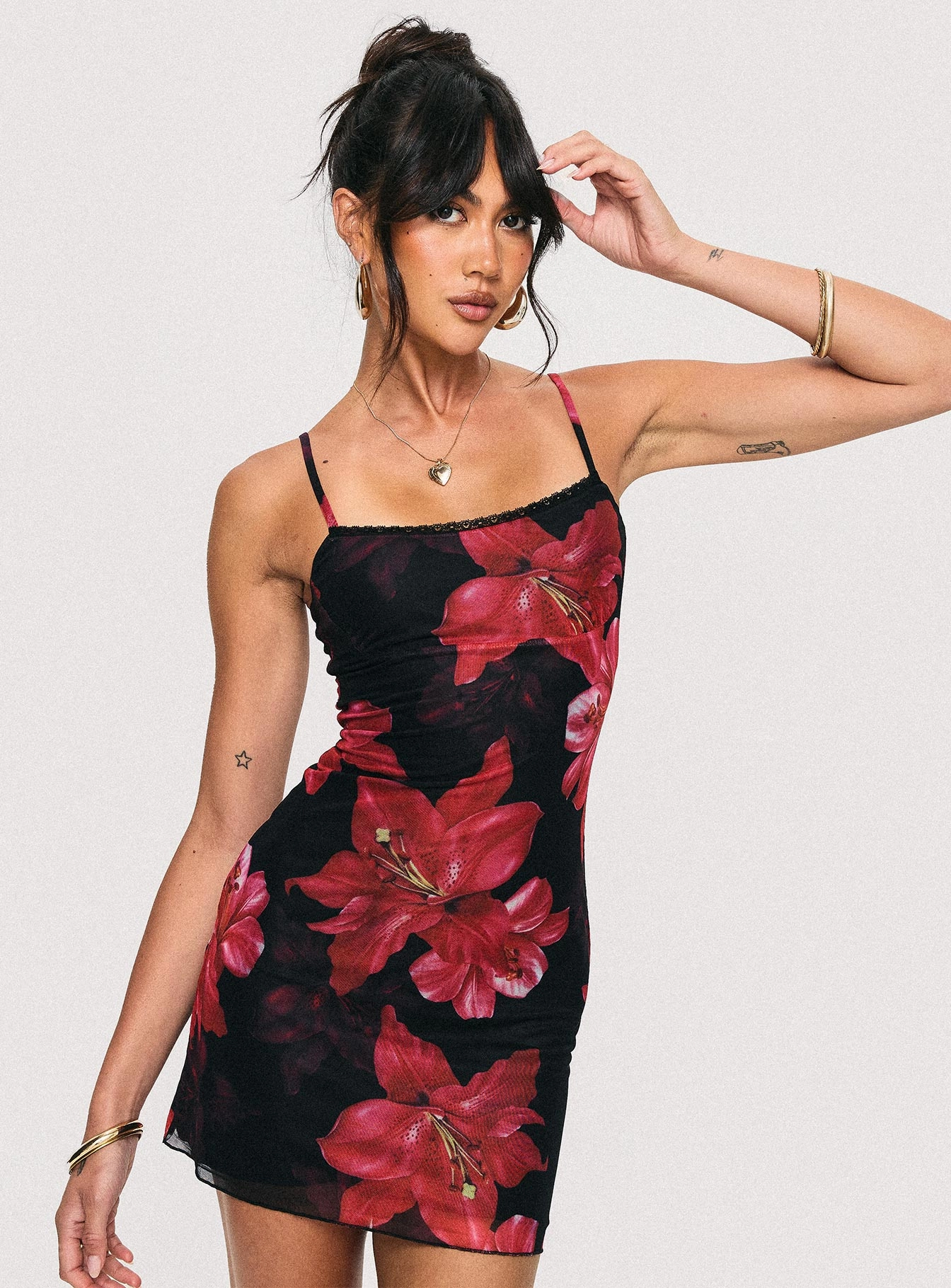 Kellers Mini Dress Black Floral Tall Bright bold dress