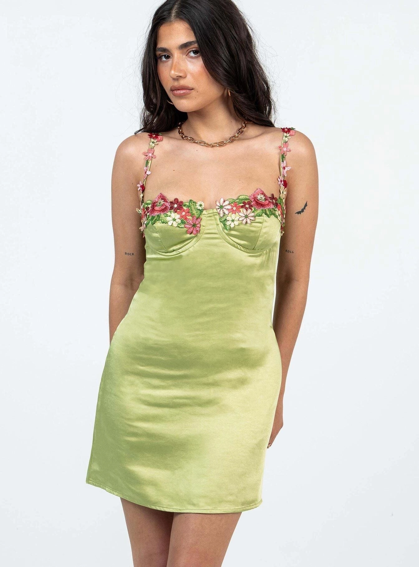 Kenzie Mini Dress Green Petite Flared shape Holiday-Party