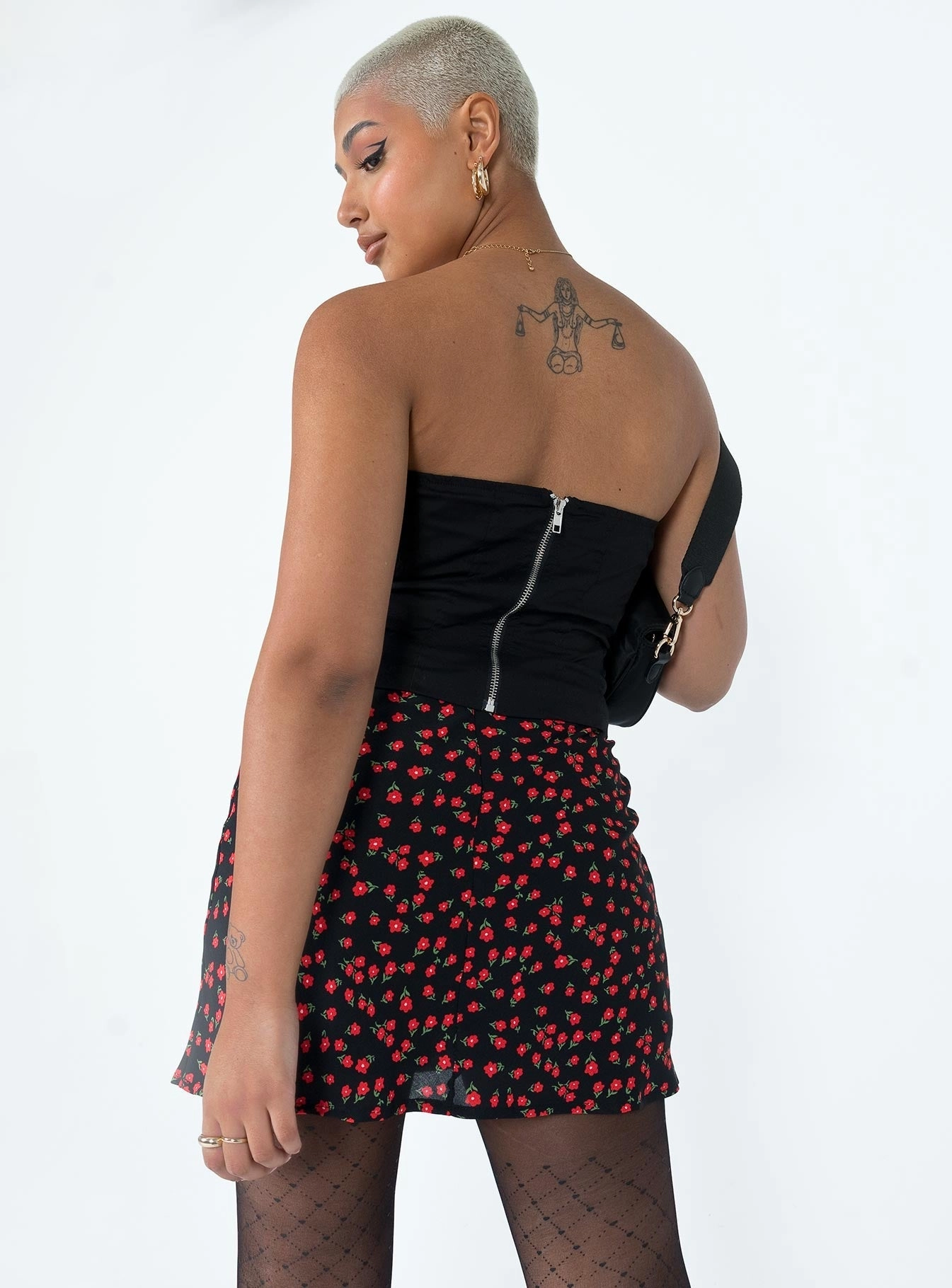 Kerri Mini Skirt Black Floral personalized option