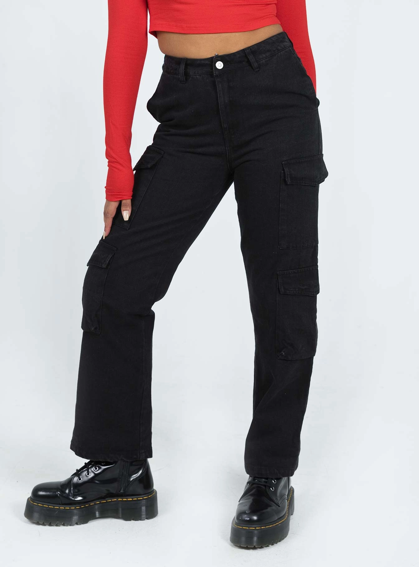Kingston Cargo Jean Black Sunny Vibes Office Wear Base Wear