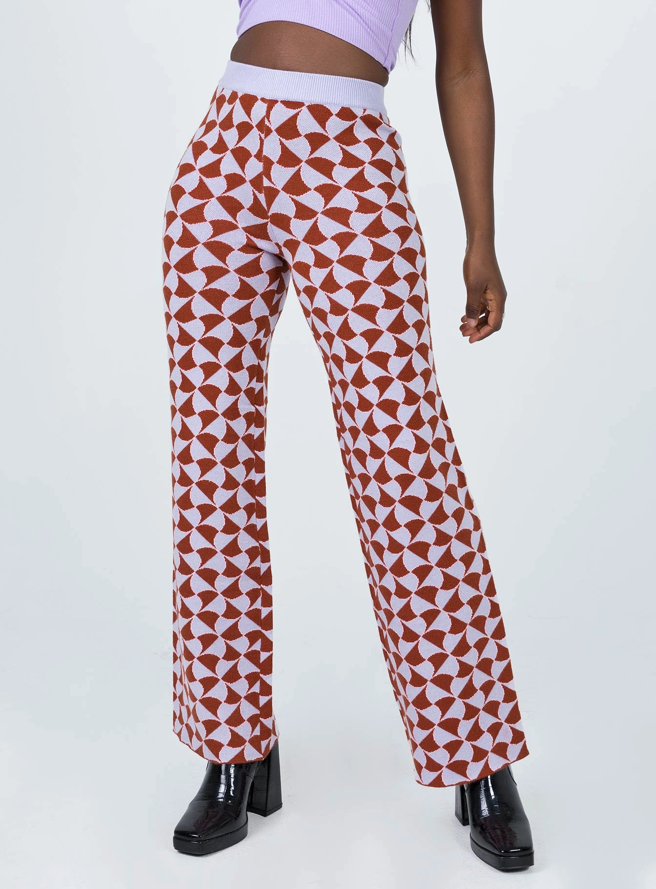 Breathable Waistband Quick Adjust Fit Kirsty Retro Tile Pants Pink