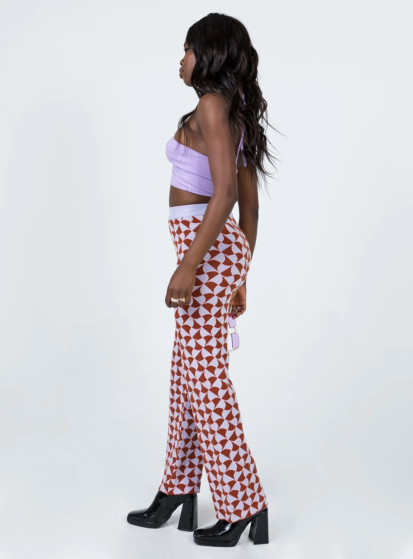 Kirsty Retro Tile Pants Pink Casual Look Everyday Comfort Wear