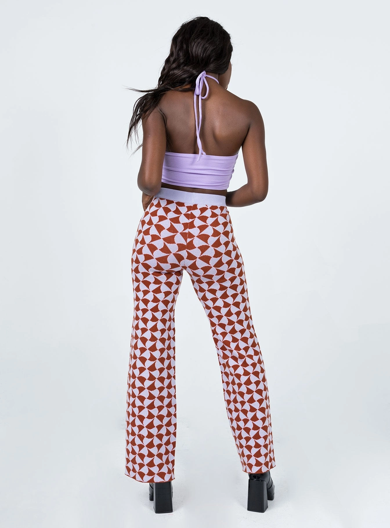 Kirsty Retro Tile Pants Pink SlimFit Slim Fit Design