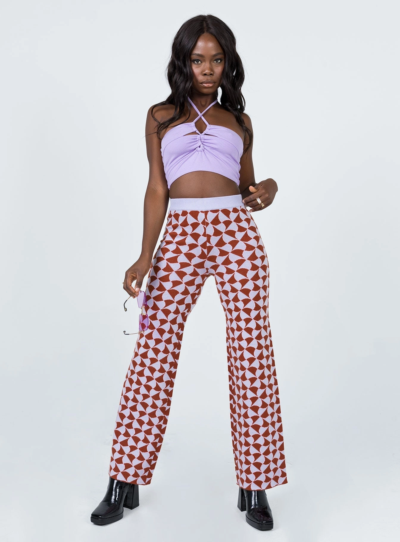 Kirsty Retro Tile Pants Pink Non Iron Technology