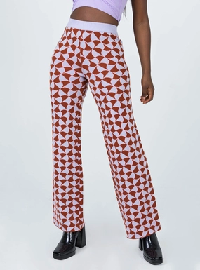 Breathable Waistband Quick Adjust Fit Kirsty Retro Tile Pants Pink