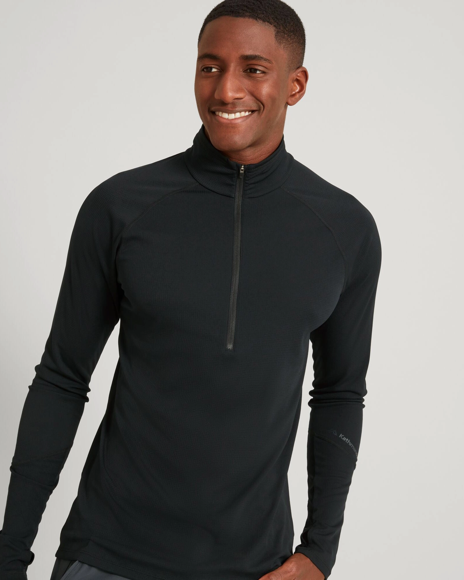 KMDAction Men's Long Sleeve Quarter Zip Top - Black Soft Touch Lining Breathable Mesh Zones