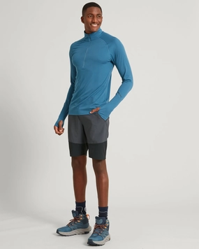 KMDAction Men's Long Sleeve Quarter Zip Top - Steel Blue All Day Comfort Fabric