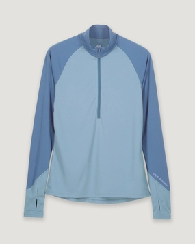 KMDAction Women's Long Sleeve Quarter Zip Top - Moonlight/Bluehaze Moisture Wicking Fabric Quick Refresh Material