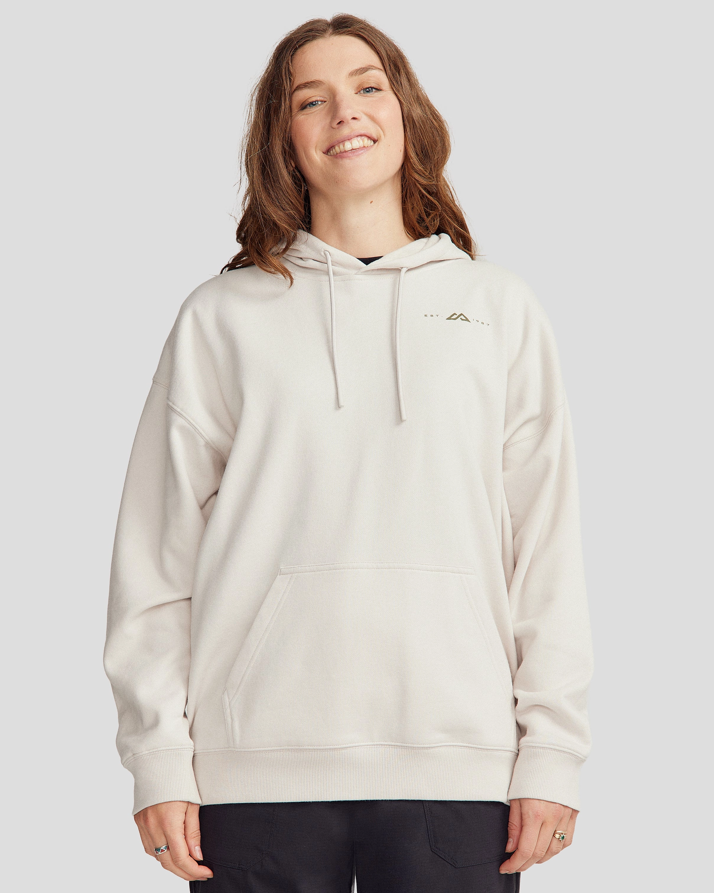 Modern Knitwear Women's Mountain Camo Slouchy Brushed Hoodie - Shroom