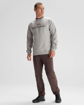Winter Essential Men's Kathmandu Logo Crew Sweater - Light Grey Marle